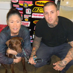Erin, Raul and Chewy - Owners Pearl City Auto Works